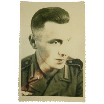 Photo commémorative de soldat allemand, Noël 1943. Espenlaub militaria